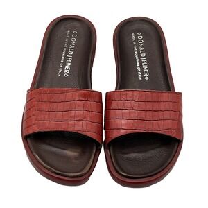 DONALD J PLINER Frutta Red Croc Leather SlidePlatform Sandals Size 6 1/2 M